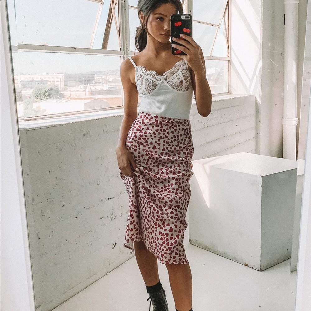 Princess Polly heart midi skirt